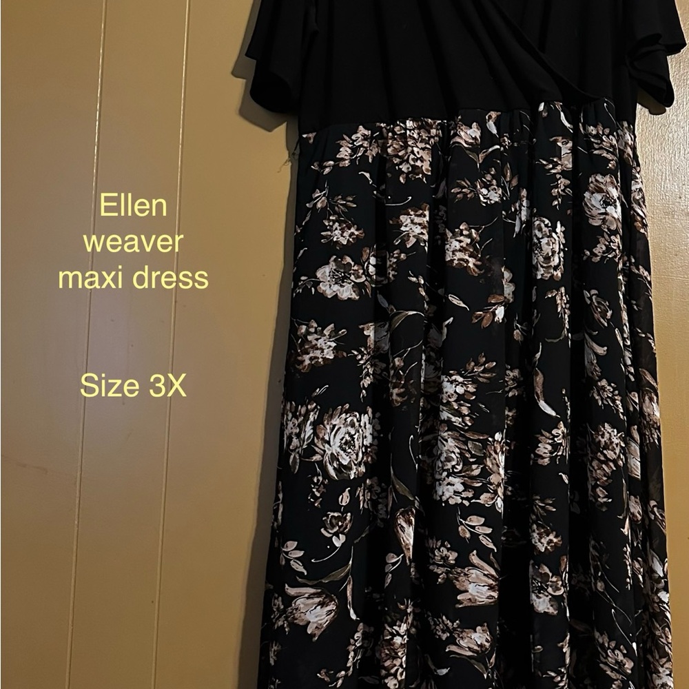 Ellen Weaver Black Floral Maxi Dress